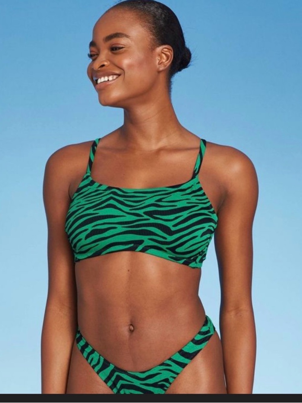 Xhilaration Green & Black Zebra Print Bikini Set - NWOT